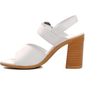 Resim Voyager 9750 Beyaz Hakiki Deri Kadın Topuklu Sandalet 001 
