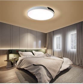 Resim Beyaz- Siyah Şeritli Kumandalı Dimli 3 Işık Renkli 50cm Tavan Lam Beyaz - Siyah 