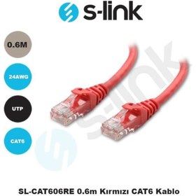 Resim S-Link CAT6 0.6M Kırmızı Network Kablosu SL-CAT606-K 