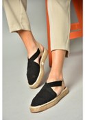 Resim S404010106 Siyah Dantel Kumaş Kadın Espadril Sandalet Siyah 