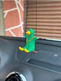 Resim 3DBASKILAR Altın Zincirli Sallanan Ördek Yeni Trend Dikiz Ayna Süsü (yeşil Sarı) 