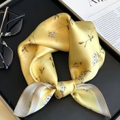 Resim Elegant Yellow Floral Print İpek Eşarp - %100 Saf İpek, Nefes Alabilir ve Yumuşak, Sevgililer Günü İçin Mükemmel, Festivite İdeal, Elde Yıkanabilir, Dekoratif Başlık | Zarif Aksesuar | Pürüzsüz Dokulu 