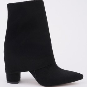 Resim Muggo İmpera Sivri Burun Kalın Topuklu Fermuarlı Kadın Bot SİYAH-SÜET 