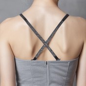 Resim Görünmez Taşlı Sütyen Omuz Askıları - Ayarlanabilir Siyah İç Çamaşırı, Parıldayan Kristallerle, Rahat ve Şık Kadın İç Çamaşırı Aksesuarı, Günlük Giyim, İç Çamaşırı Aksesuarları, Akşam Elbisesi, Zarif Tasarım, Taşlı Süslemeler 