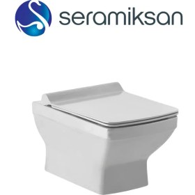 Resim Seramiksan Silva Kanallı Beyaz Asma Klozet A041040H, Seramiksan Silva Duroplast Yavaş Kapak 