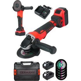 Resim Germany Steel Profesyonel 128VF Kömürsüz Çift Akülü Şarjlı Avuç Taşlama Spiral 125 Mm 5 Adet Taş 