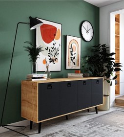 Resim Mirza Modern Konsol 180 Cm Safir Meşe-antrasit 