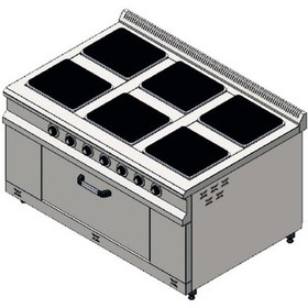 Resim Karacasan Endüstriyel 120 Cm 700 Seri 6 Gözlü Elektrikli Kuzineli Ocak 