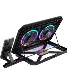 Resim Urfakent Çift Fanlı Laptop Soğutucu Rgb Işıklı Sessiz Notebook Standı 
