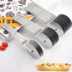 Resim Paslanmaz Çelik Pizza Kesici Ayarlanabilir Bıçaklı - Ev Yapımı Pancake, Mantı ve Daha Fazlası İçin Mükemmel - Pizza ve Pastaneleri Kesmek İçin Dayanıklı Mutfak Aracı, Pizza Aksesuarları, Şık Metalik Kaplama, Paslanmaz Malzeme 