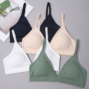 Resim 4 Adet Rahat Minimalist Telsiz Kadın İç Çamaşırı, Çıkarılabilir Pedli, Ayarlanabilir Askılı, Hafif Yumuşak Yazlık Üçgen Sütyen Uyku için 