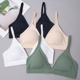 Resim 4 Adet Rahat Minimalist Telsiz Kadın İç Çamaşırı, Çıkarılabilir Pedli, Ayarlanabilir Askılı, Hafif Yumuşak Yazlık Üçgen Sütyen Uyku için 