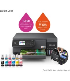 Resim Epson Wi-Fi + Tarayıcı + Fotokopi Renkli Çok Fonksiyonlu Tanklı Mürekkep Püskürtmeli Ecotank L8100 Yazıcı 