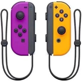 Resim Mufunye Anahtar Kolu Joycon Kablosuz Bluetooth Gamepad Ns Sol Ve Sağ Kolu Uzaktan Kumandalı El Kayışı İle Uyandırma Mor Turuncu + Boyun Askısı Çifti 