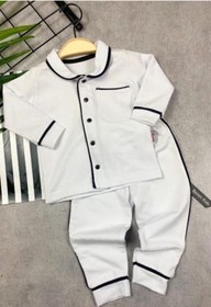 Resim Beren Kids Unisex Bebek Beyaz Sade Bebek Alt Üst Pijama Takımı. 