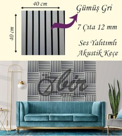 Resim Özbir Kıtchen Gümüş Gri Akustik Duvar Paneli 40x40 Ahşap Duvar Pa 