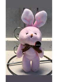 Resim Sevimli Tavşan Peluş Oyuncak Anahtarlık Uyku Arkadaşı Hediyelik 12 Cm PEMBE 