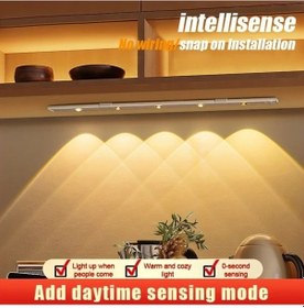 Resim Oldfriend Led Akıllı Sensörlü Şerit Lamba 50cm Beyaz 3 Renk Aydınlatma Şarj Edilebilir 