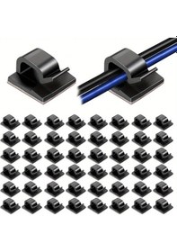 Resim Sunshine011 50 Adet Kendinden Yapışkanlı Siyah Kablo Tutucu: Ev Ve Ofis İçin Mükemmel Çözüm 