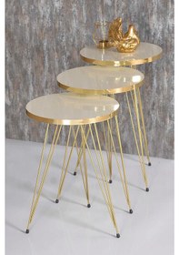 Resim Zigon Sehpa Gold Krem 