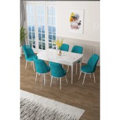 Resim Canisa Concept Zen Serisi Mdf Açılabilir Mutfak Masası Takımı ,beyaz Mermer Desen Masa + 6 Adet Sandalye 