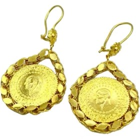 Resim Tekin Gold Pullu Çeyrek Altın Küpe 