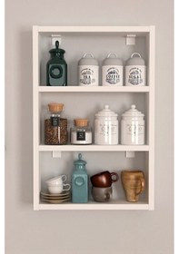 Resim 3 Raflı Mutfak Duvar Rafı Çok Amaçlı Raf Ahşap 