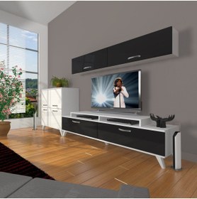 Resim Decoraktiv Ekoflex 6y Slm Retro Tv Ünitesi Tv Sehpası - Beyaz - Siyah 