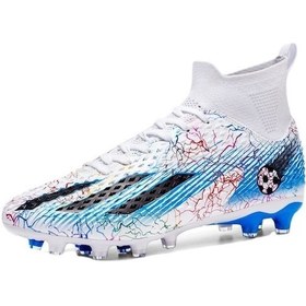 Resim Flybuy Halı Saha Krampon Futbol Ayakkabı Yeni Renkler Sns00012 Beyaz - Mavi Beyaz - Mavi 
