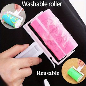 Resim 1 adet Taşınabilir Yeniden Kullanılabilir Polar Kaldırıcı Rulo - Giysiler, Evcil Hayvan Tüyleri ve Ev Temizliği için Yıkanabilir Yapıştırıcı - Güç Gerektirmez, Kullanımı Kolay ve Lint, Evcil Hayvan Tüyleri Kaldırma Aracı | Taşınabilir Lint Kaldırıcı | Yıkanabilir Yapıştırıcı Levhalar, Giysiler Temizleme 