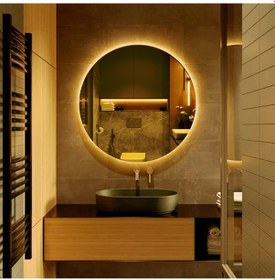 Resim Dekoratif Led Işıklı Yuvarlak Banyo Ve Konsol Aynası Şeffaf 