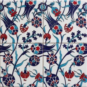 Resim Kütahya Çini Yapı Tasarım AC105 20X20 cm 4 Adet Çini Karo 