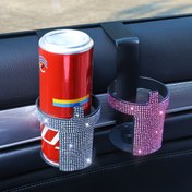 Resim Yapay elmaslı Araba Bardak Tutucu, Parıldayan İçecek Standı, Arabalar, Kamyonlar ve Minibüsler için Evrensel Araç Penceresi Montajlı İçecek Tutucu, Dayanıklı Plastik Malzeme 
