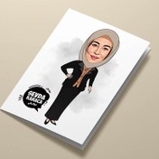 Resim Başörtülü Güzel Annem Karikatürlü Tebrik Kartı 