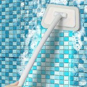 Resim Uzun saplı ve 3 sünger başlı genişletilebilir küvet ve fayans temizleyici seti - Banyo ve mutfak temizliği için kolayca değiştirilebilir, çok fonksiyonlu, duvar ve zemin fırçası 