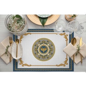 Resim Mavi Barok Desen Amerikan Servis 4'lü Set Çok Renkli 