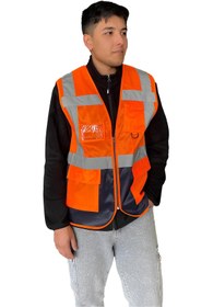 Resim orangesafety Ikaz Yeleği Mühendis Tipi Cepli Fosforlu Reflektörlü Sarı - Lacivert 