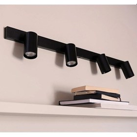 Resim Dörtlü 4 Lü Siyah Led Spot Tavan Spot Gu10 Duy Hareketli Başlık M 