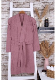 Resim %100 Pamuk Gül Kurusu Kadın Kimono Bornoz Gülkurusu 