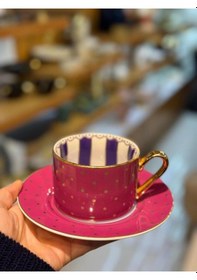 Resim 6 Renk Puantiyeli 6 Kişilik Çay Fincanı Çok Renkli 