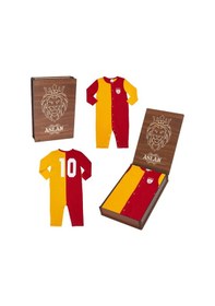 Resim Galatasaray Uzun Kol Bebek Body Zıbın Tulum Ahşap Kutulu Kırmızı 