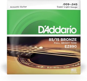 Resim Daddario Ez890 Akustik Gitar Tel Seti, 85/15 Bronze, Super Light 