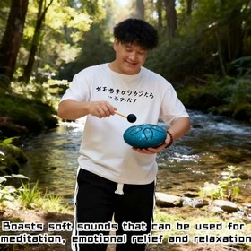 Resim 1 adet eşsiz müzik aleti - Yağmur Davulu. Yaklaşık 9,98 cm çapında. 6 notalı çelik dil yağmur davulu, meditasyon yağmur zili. Yetişkin müzik aleti, saklama çantası, nota kağıdı ve davul sopaları ile birlikte gelir 