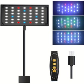 Resim Su bitkileri ve balıklar için USB Akuarium LED Tam Spektrumlu Büyüme Lambası - Ayarlanabilir Parlaklık, Ayarlanabilir, Zamanlanmış 360° Döndürme, 5V USB Güçlü, ABS Malzeme, Yüksek Yoğunluklu Işık Terapisi, Akuarium Aydınlatma | Tam Spektrumlu LED Lambası | USB Güçlü Işık, Pilsiz 