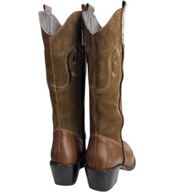 Resim Taba Hakiki Deri Ve Süet İşleme Detaylı Western Çizme Taba 