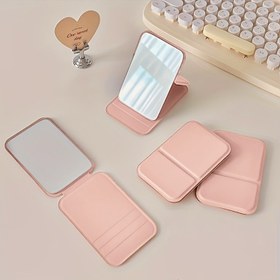 Resim 1pc Seramik Seyahat Kılıfı ile Hipoalerjenik Katlanabilir Makyaj Aynası, Unisex-Erkek Taşınabilir El Aynası Moda ve Minimalist Tarz 
