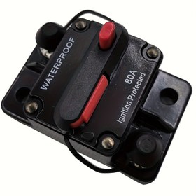 Resim 80A 20A-300A Otomatik Reset Devre Kesici Füze Tutucu - Yüksek Sıcaklık Dayanıklı 105°C, Su Geçirmez ve Ateşleme Koruyucu, Kırmızı Reset Düğmesi, Siyah Araba Tekne RV Füze Adaptörü, Araç Elektrik Güvenliği, Araç Elektrik Koruma, Sağlam Yapı, Dayanıklı Yapı 