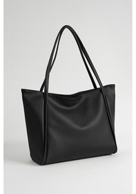 Resim Lovelystore Fermuarlı Büyük Boy Yumuşak Derili Kadın Çanta 28x42 Siyah 