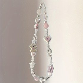 Resim Zıplayan Ayı Cep Telefonu Kız Çocukları için Boncuklu Kolye Boyunluk Kolyesi 