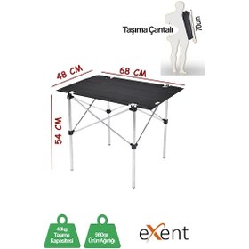 Resim Exent Katlanır Kamp Masası, Piknik Masası, Balkon Masası, Taşıma Çantalı Portatif Masa-siyah Çok Renkli 
